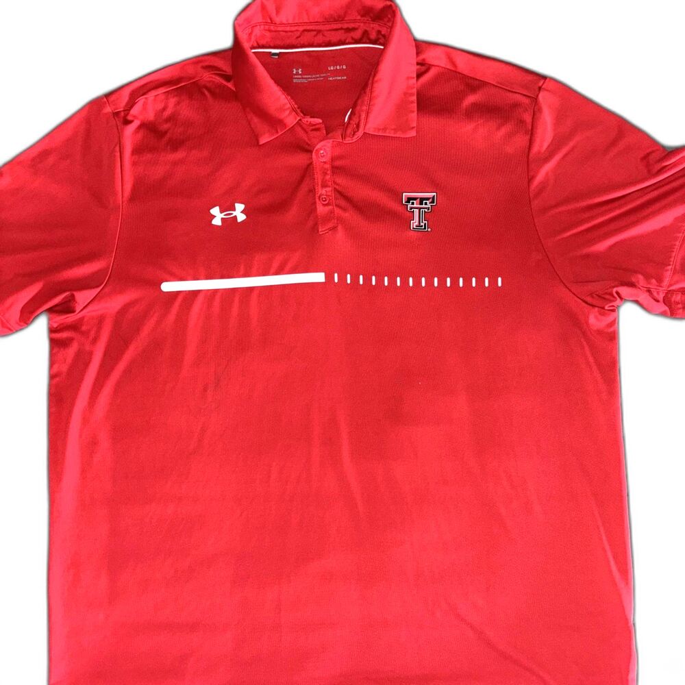 Texas Tech Red Raiders Under Armour Shirt Men's Large Red Golf Polo NCAA College